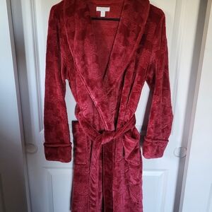 Women's Embossed Plush Robe - Charter Club - Burgundy